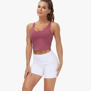 New The Gym People Rose Red Longline Sports Bra Size Large